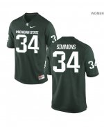 Women's Michigan State Spartans NCAA #34 Antjuan Simmons Green Authentic Nike Stitched College Football Jersey ZB32M46JU